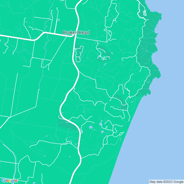 Map showing the location of Memory Threads in Broken Head, NSW 2481