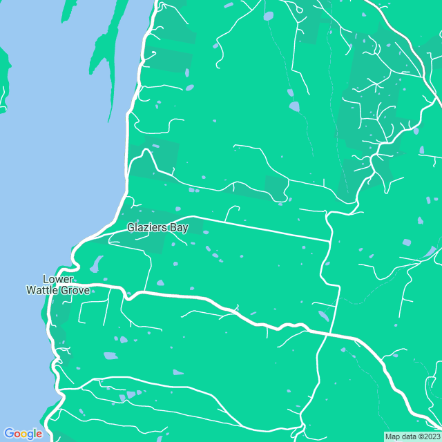 Map showing the location of Elsewhere Vineyard in Glaziers Bay, TAS 7109