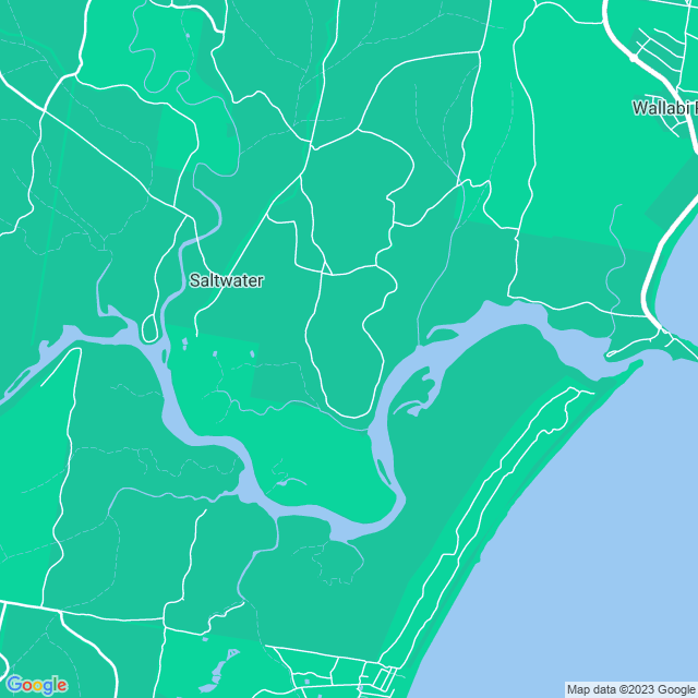 Map showing the location of Khappinghat Creek in Saltwater, NSW 2430