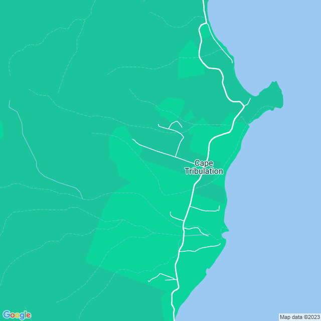 Map showing the location of Rainforest Hideaway B&B in Cape Tribulation, QLD 4873
