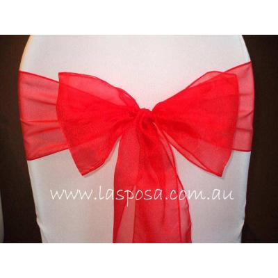 Gorgeous bright red organza chair cover sash, for any wedding, party or event.