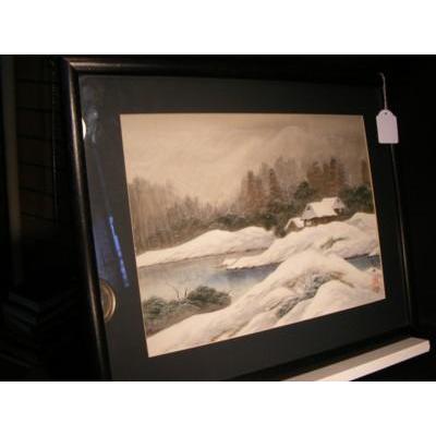 A stunning Japanese painting on silk