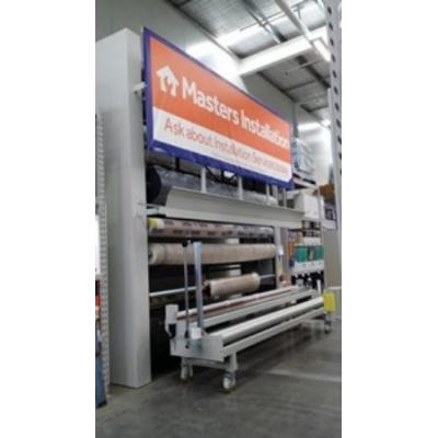 Carpet carousel which holds carpet, vinyl, shadecloth, plastic etc.