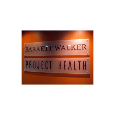 Glass acrylic reception sign with frosted backgroud.