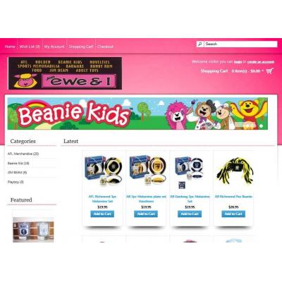 Shopping cart site for business selling AFL gear and Merchandise