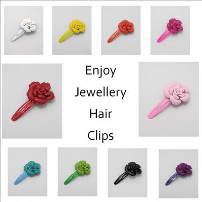 leather flower hair clips