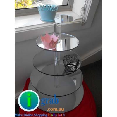 5mm THICK PLATE TO ENSURE MAXIMUM STEAD high quality clear acrylic with polished edges, used as a 5,4 3, 2 tier stand, Easy to assemble, Packed flat.