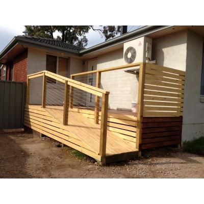 Treated pine with access ramp;handrails and stainless catinery