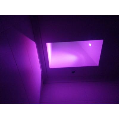 Here we have installed a feature LED light that comes with a controller that allows it to change colours. This light is great as a feature.