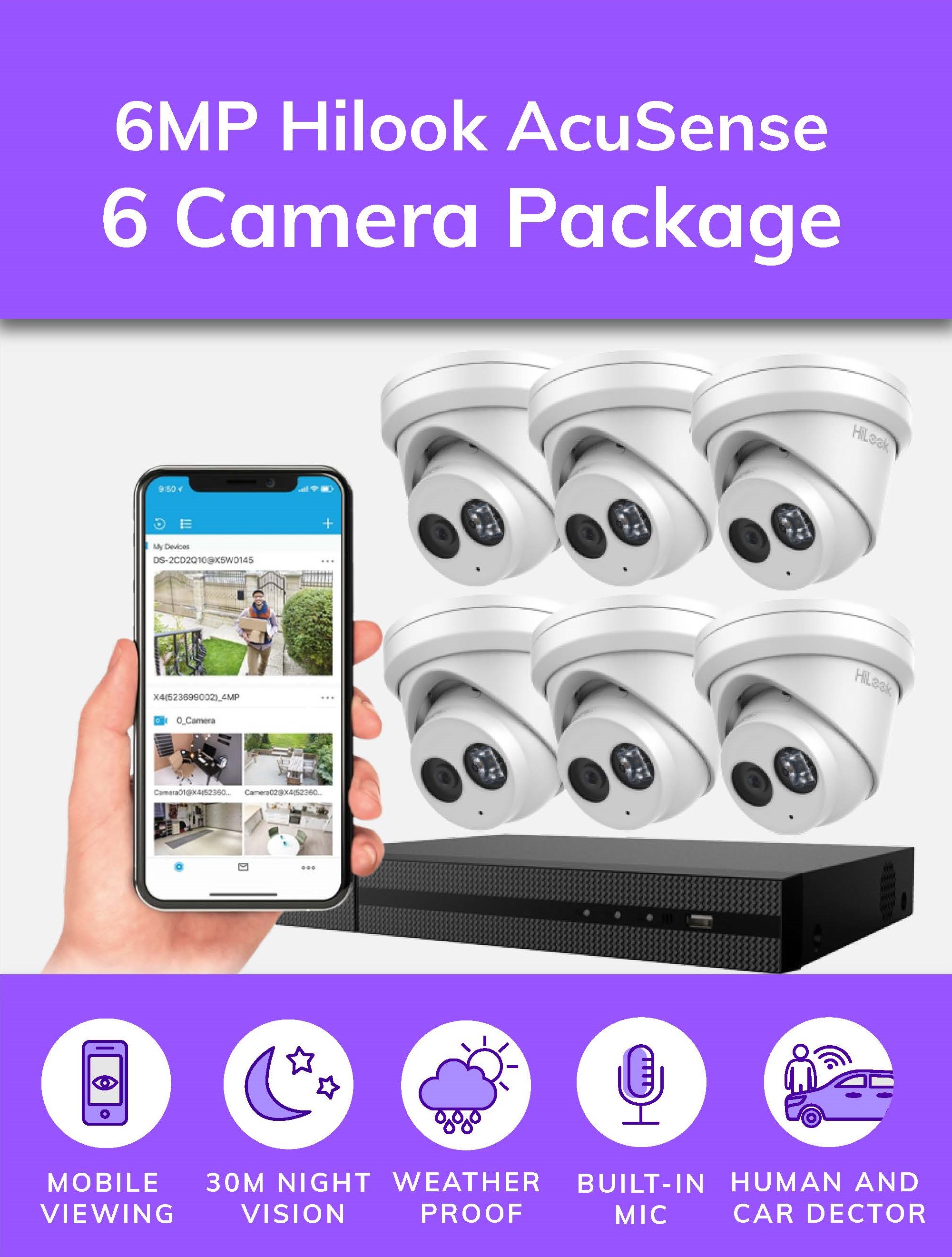 HiLook AcuSense 8MP IP CCTV 6x SECURITY CAMERAS