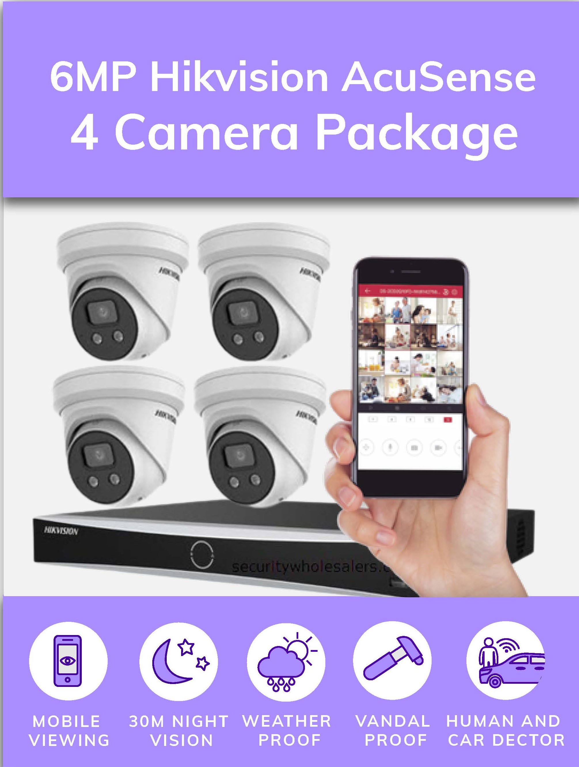 HIKVISION AcuSense 6MP IP CCTV 4x SECURITY CAMERA