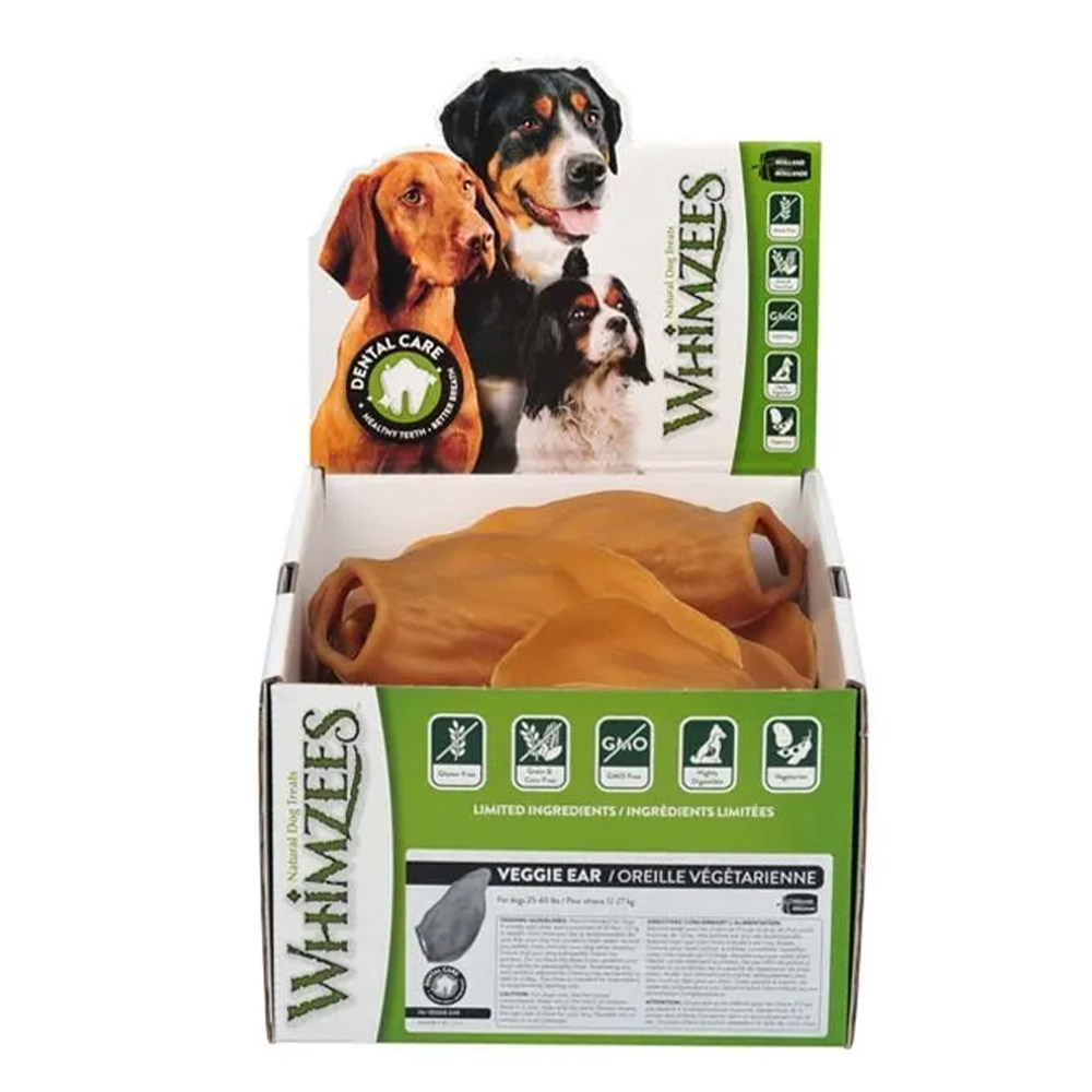 Whimzees Veggie Ear Dental Treats - Bulk Box for Healthy Chewing
