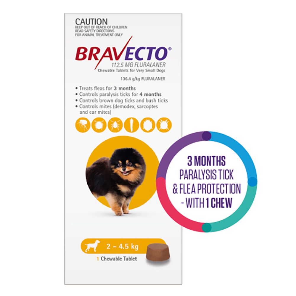 Bravecto for Toy Dogs Yellow | 3-Month Flea & Tick Protection | Black Friday Sale