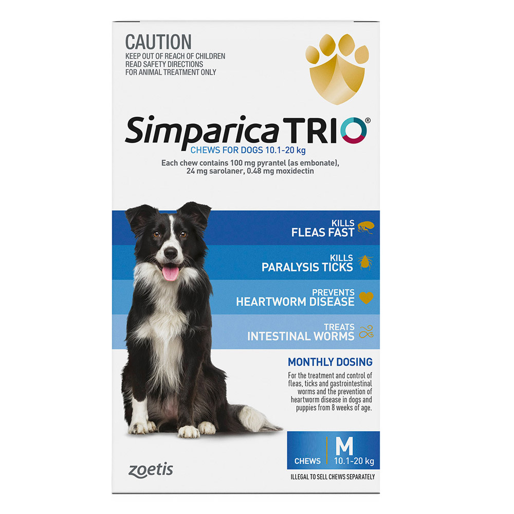 Simparica Trio Blue for Medium Dogs | Triple Parasite Protection | Black Friday Sale