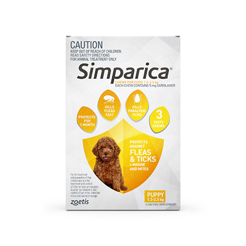 Simparica Chewables for Puppies Yellow | Fast Flea & Tick Protection | Black Friday Sale