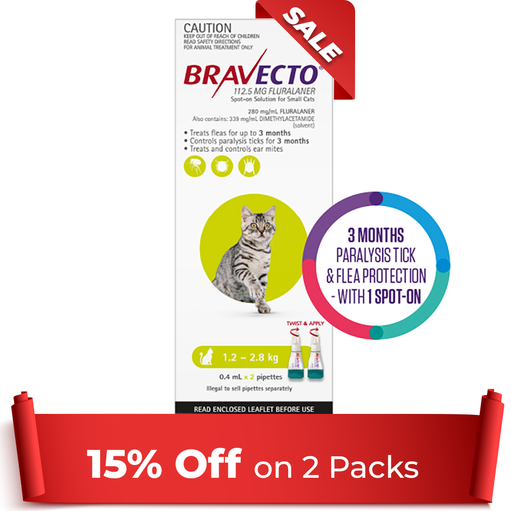Bravecto Spot-On Light Green for Small Cats | Flea & Tick Protection | Black Friday Sale