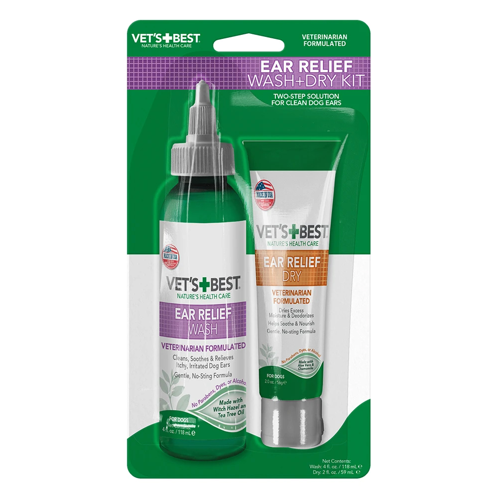 Vet’s Best Ear Relief Wash & Dry Kit for Dogs | DiscountPetCare