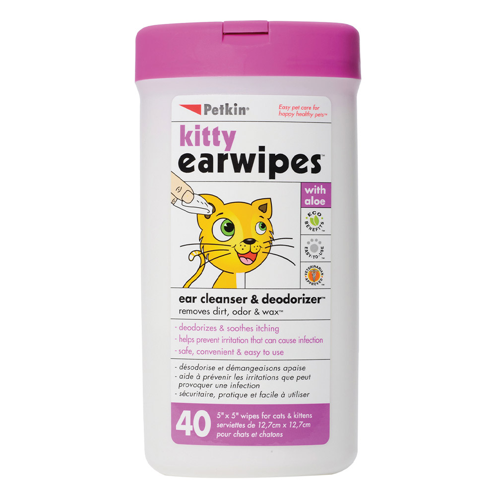 Petkin Kitty Ear Wipes for Cats & Kittens | Gentle Ear Care