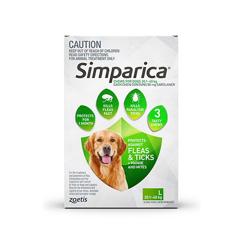 Simparica Chewables Green for Large Dogs | Strong Flea & Tick Protection | Black Friday Sale