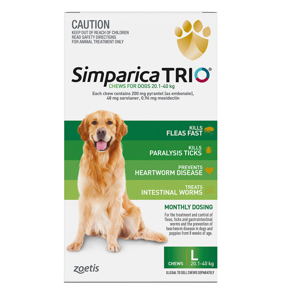 Simparica Trio Green for Large Dogs | 3-Way Parasite Defence | Black Friday Sale
