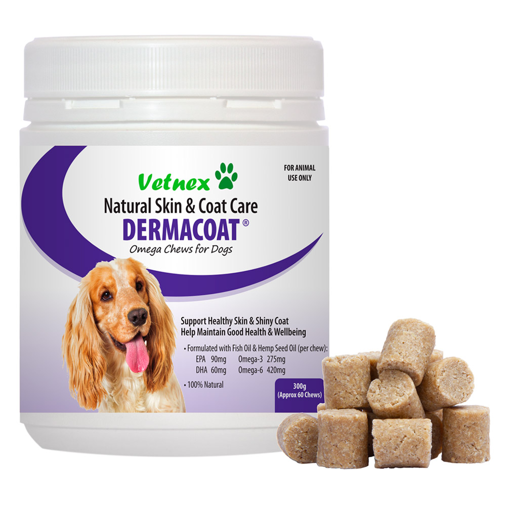 Vetnex Dermacoat Omega Chews for Dogs | Skin & Coat Support