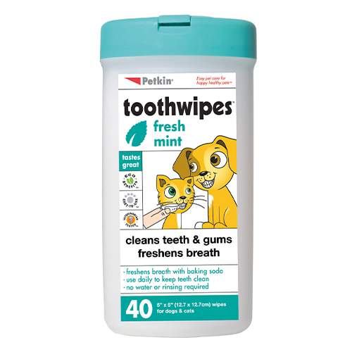 Petkin Fresh Mint ToothWipes for Dogs | Quick Dental Care Solution