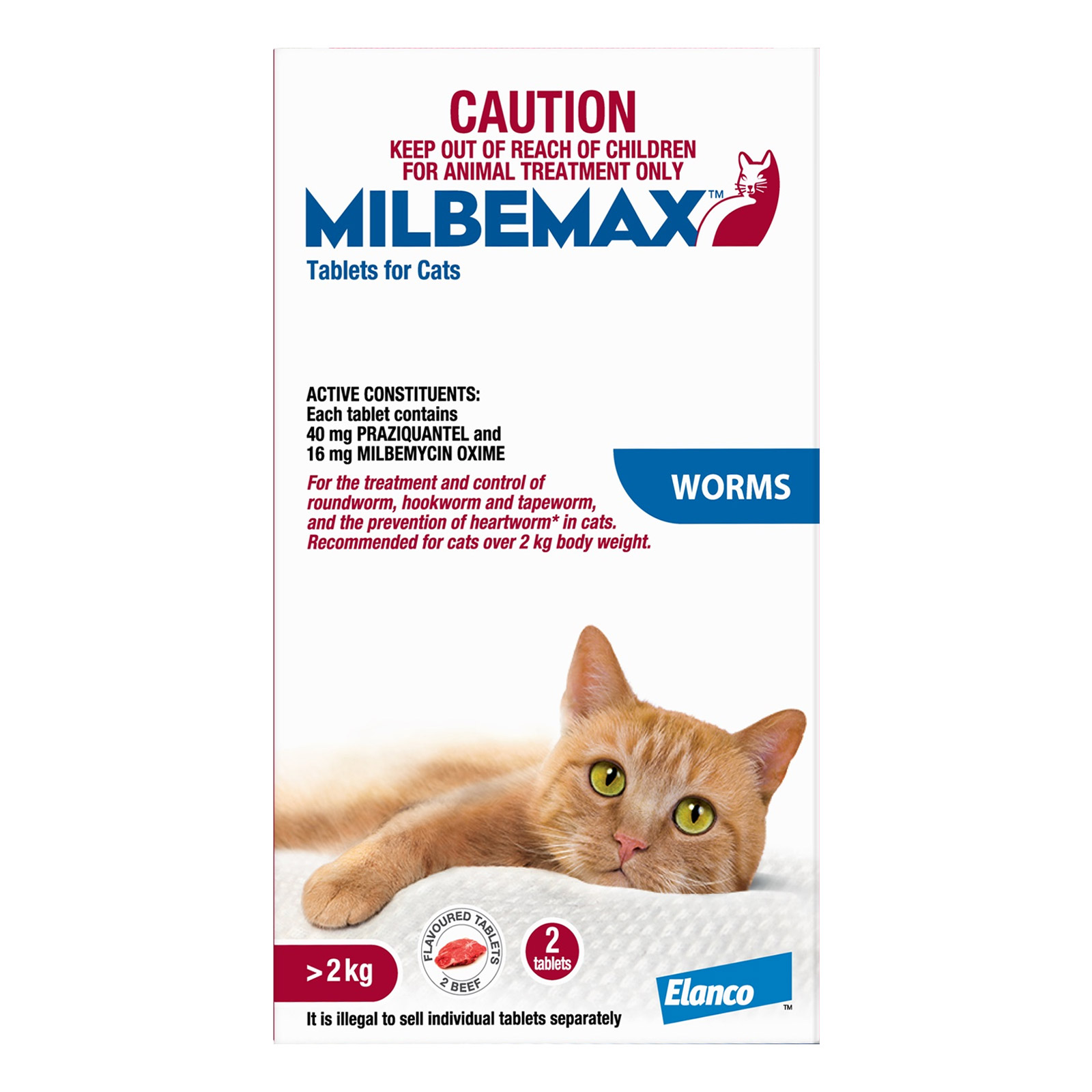 Buy Milbemax Allwormer Tablets For Large Cats Over 2kg - Free Shipping